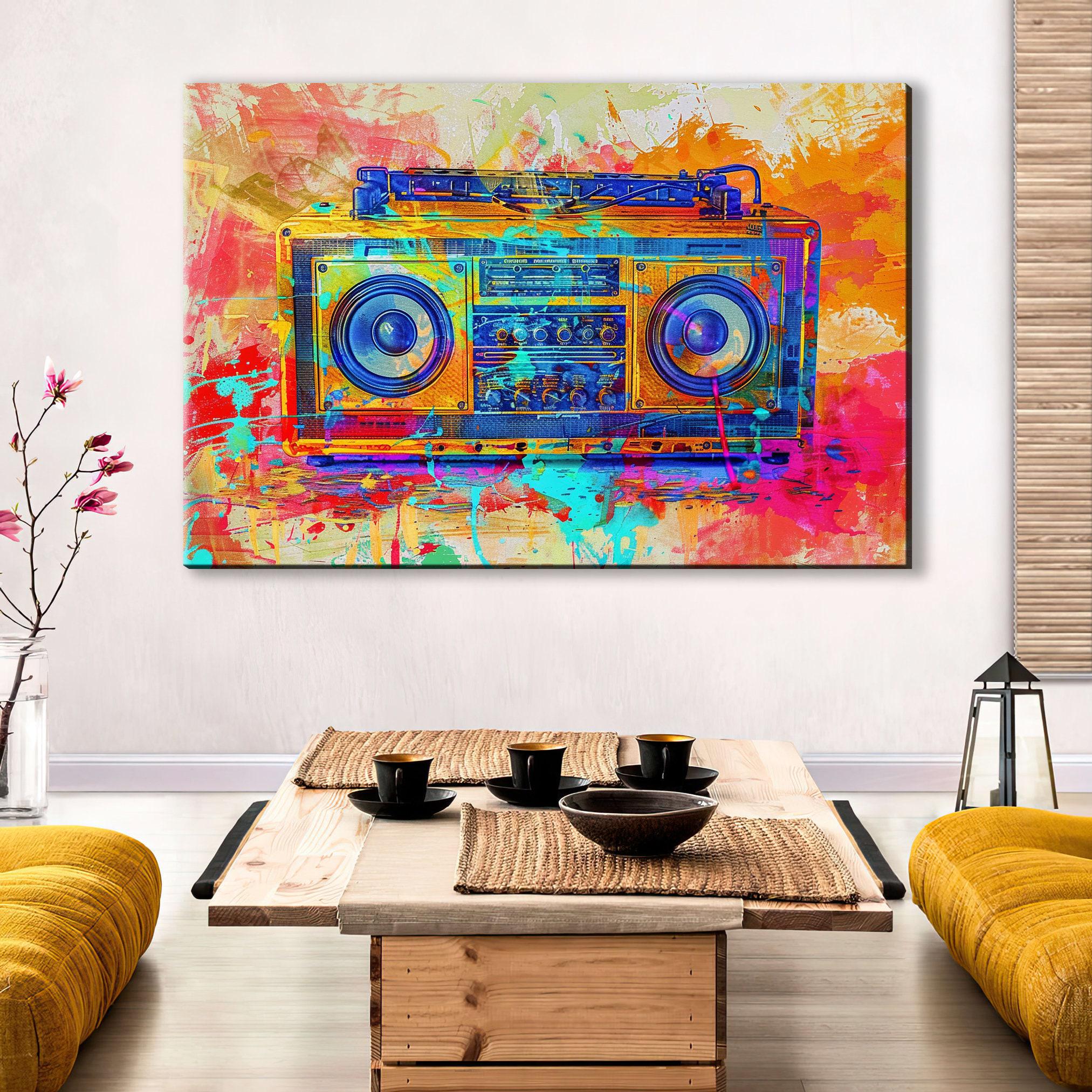 Boombox Pop Art - Vintage Boombox Art on Large Gallery Wrapped Canvas Print