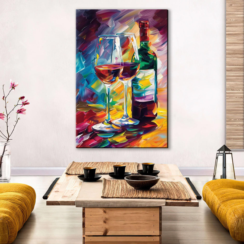 Red Wine Canvas Art – Abstract Wine Wall Art on Gallery Wrapped Canvas, Extra Large Print