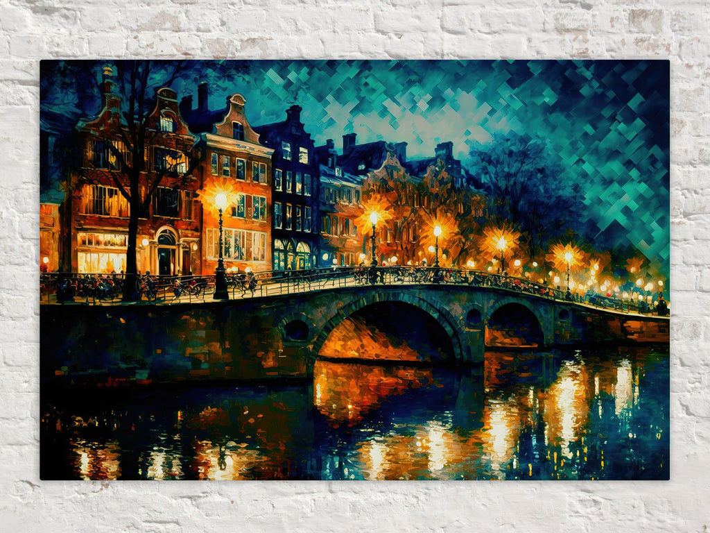 Amsterdam Canvas Art - European Cityscape Print | Bridges of Amsterdam Wall Decor