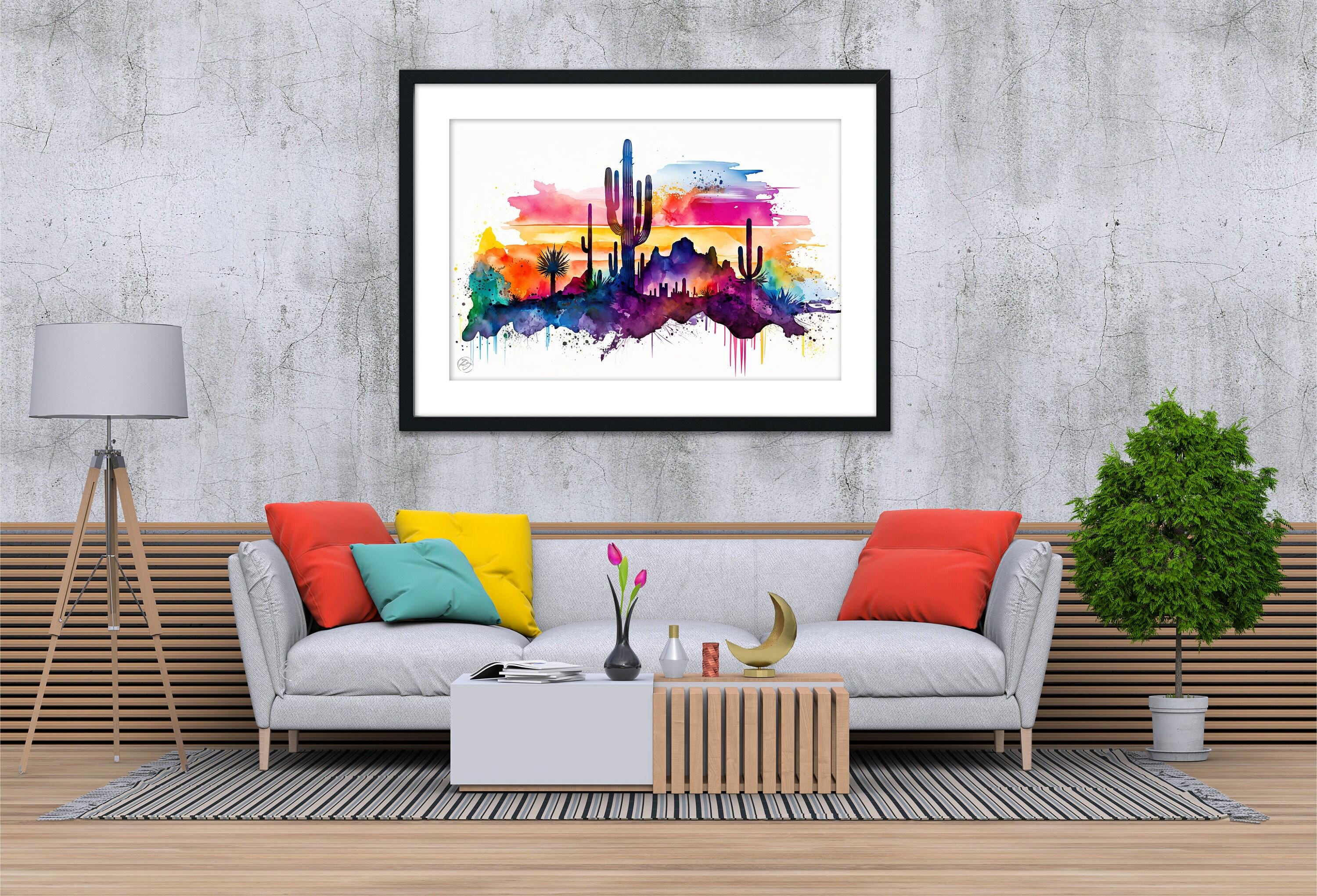 Southwest Desert Vista: Watercolor Landscape Art, Giclee Print on Canvas, Artist Paper, Watercolor Paper, Available in Extra Large Sizes