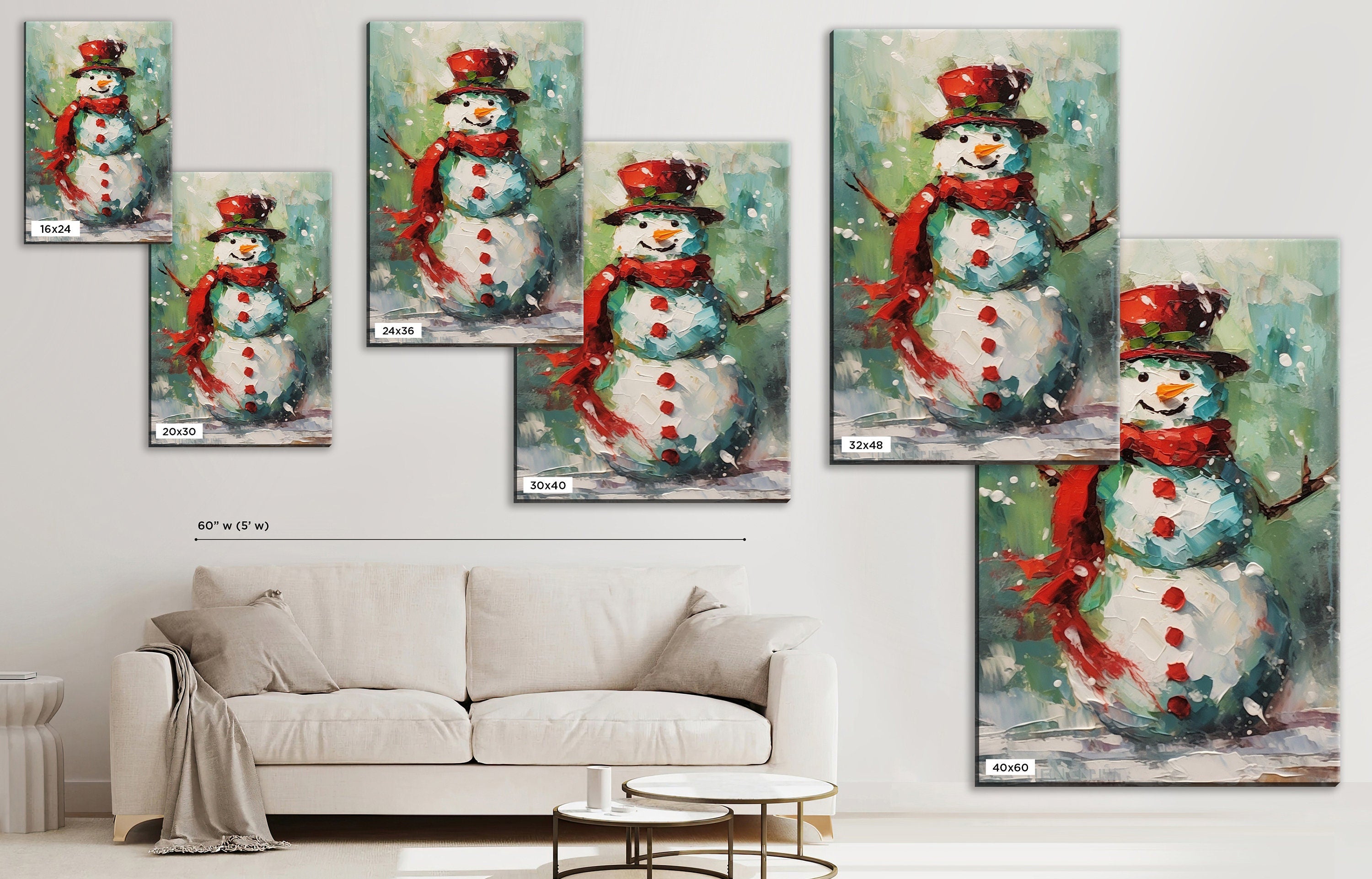Christmas Wall Art – Frosty the Snowman Canvas Print | Vibrant Holiday Colors & Easy to Hang