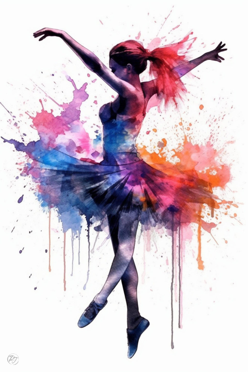 Elegant Ballerina Dancer: Watercolor Wall Art Print, Giclee Print on Canvas, Artist Paper, Watercolor Paper, Available in Extra Large Sizes