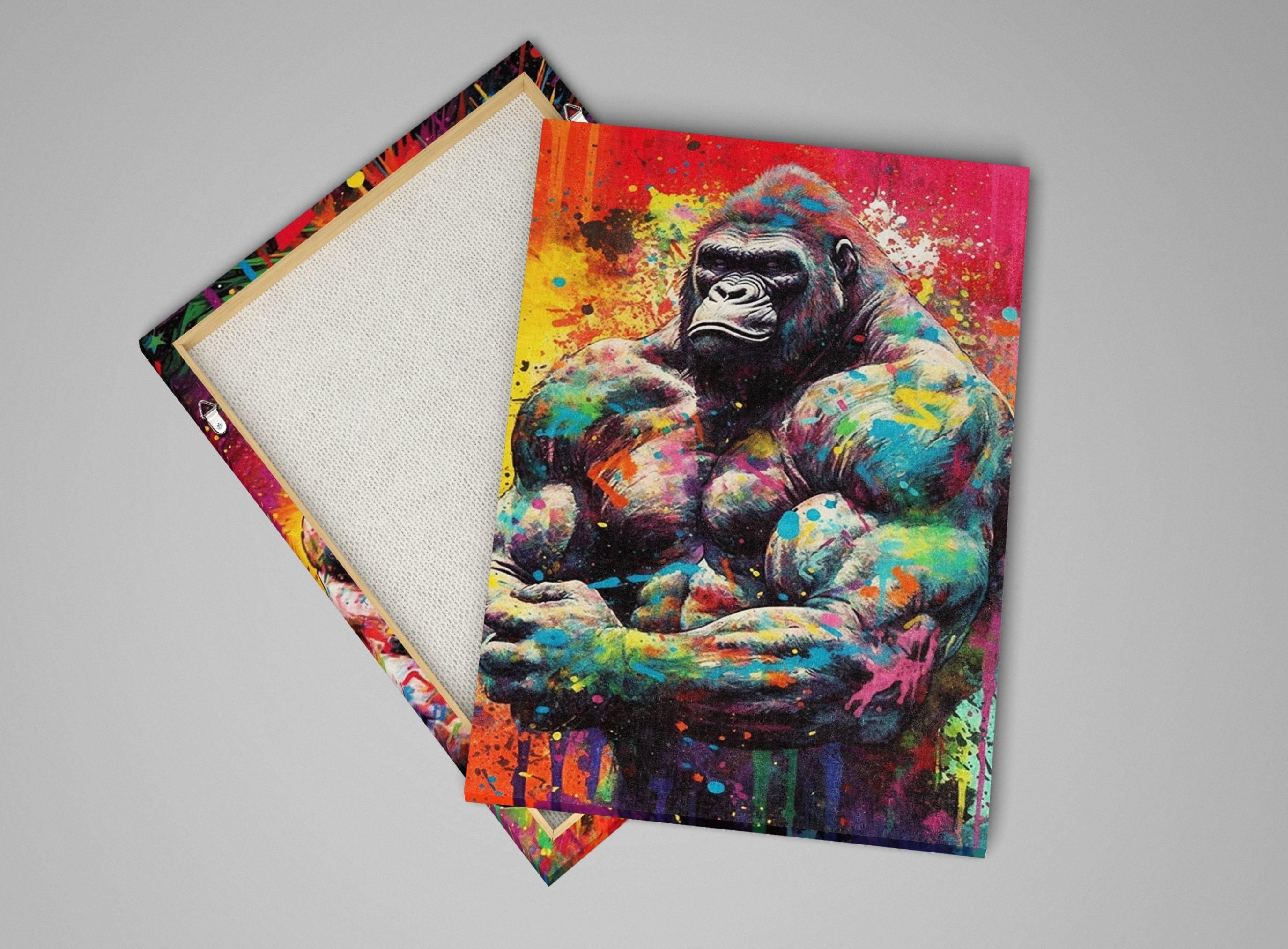 Muscle Gorilla Art – Vibrant Gym Wall Art Canvas | Gallery Wrapped, Ready to Hang