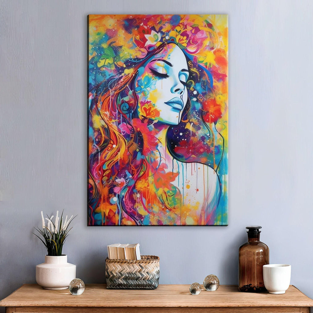 Woman Canvas Wall Art – Large Canvas Art | Sensual Paint Drip Artwork