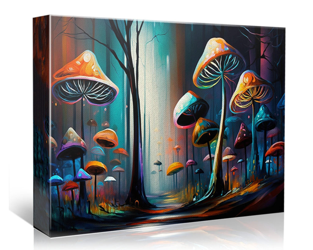 Psychedelic Mushrooms Canvas – Trippy Landscape Art with Vibrant Psychedelic Wall Decor