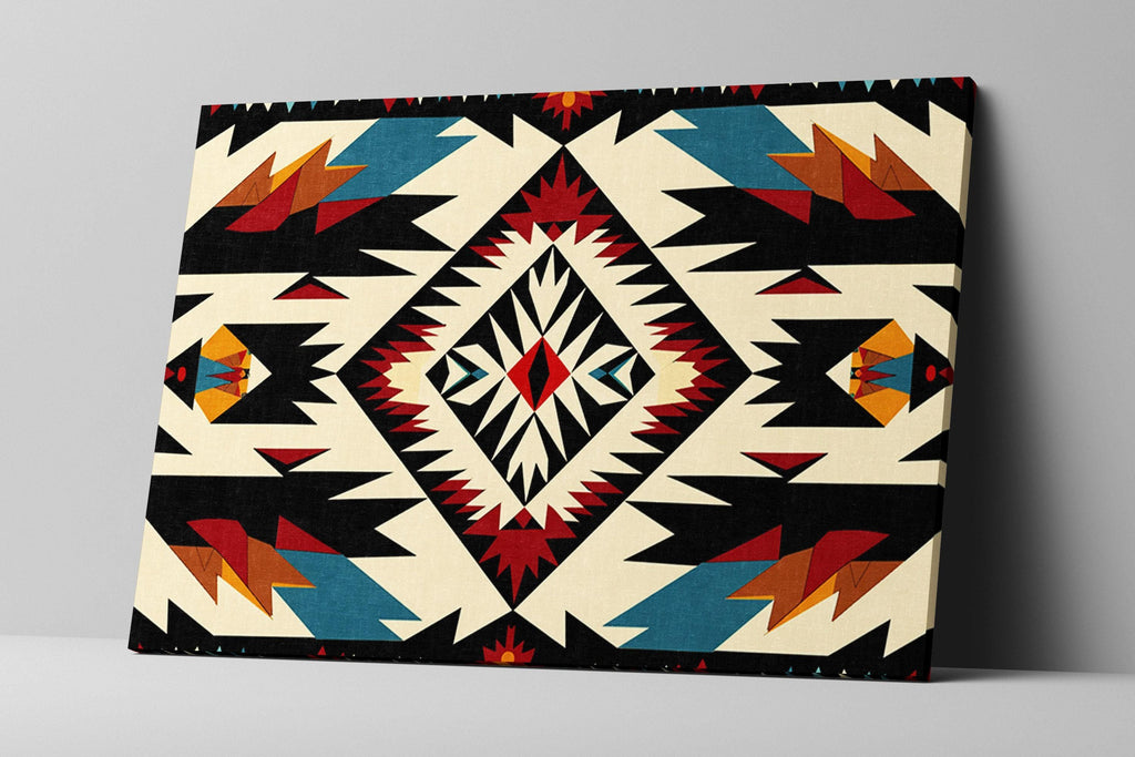 Native American Wall Decor - Extra Large Gallery Wrapped Canvas with Tribal Pattern Art
