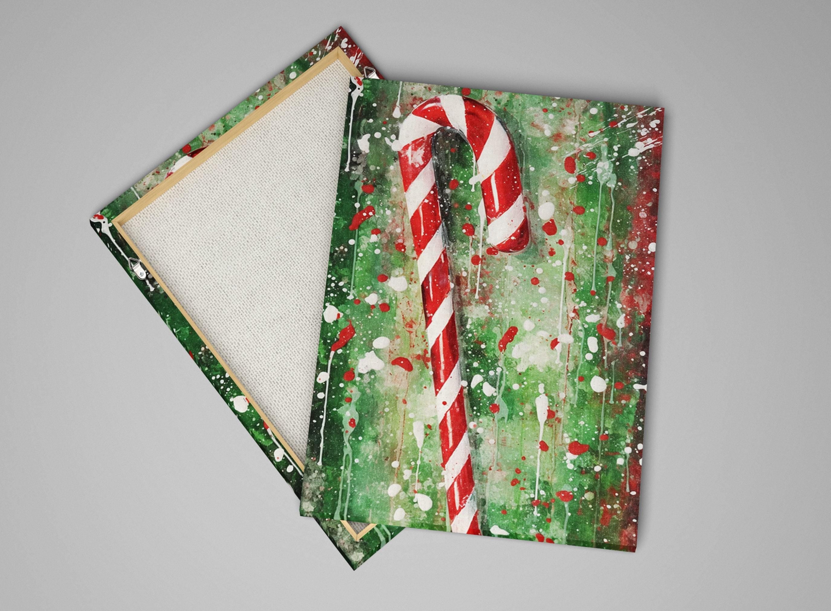 Christmas Wall Art – Peppermint Candy Cane Canvas | Festive Holiday Decor Print