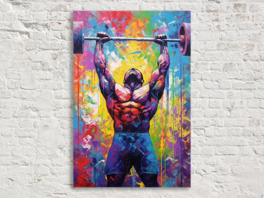 Bodybuilder Gym Wall Art – Large Deadlift Workout Canvas Print | Sculpted Physique Decor