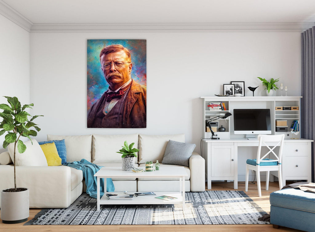 Theodore Roosevelt Art | Historical Wall Art Canvas Print With Acid Free Ink & Wood Frame