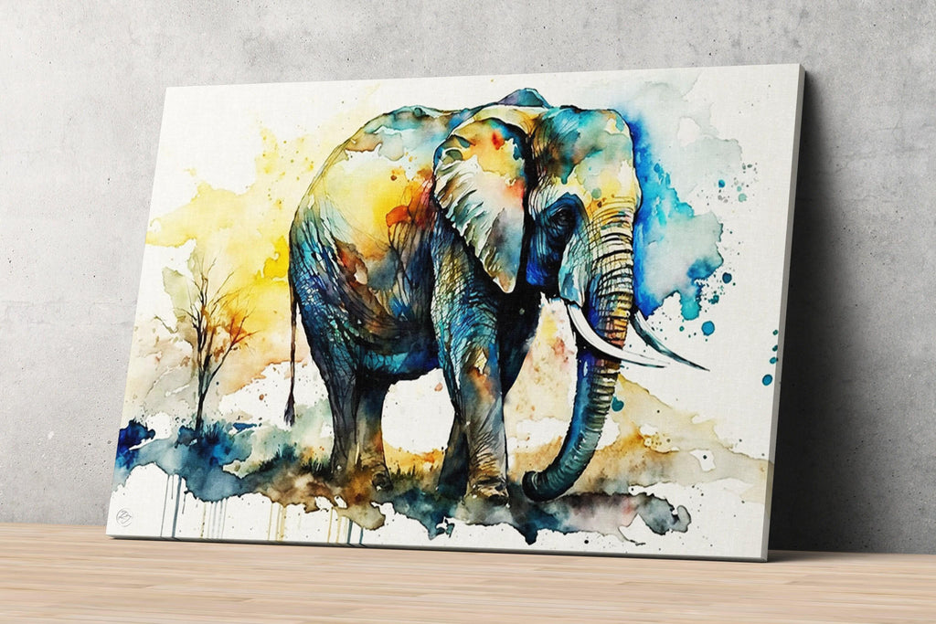 Gentle Giant: Watercolor Elephant Wall Art Print, Giclee Print on Canvas, Artist Paper, Watercolor Paper, Available in Extra Large Sizes