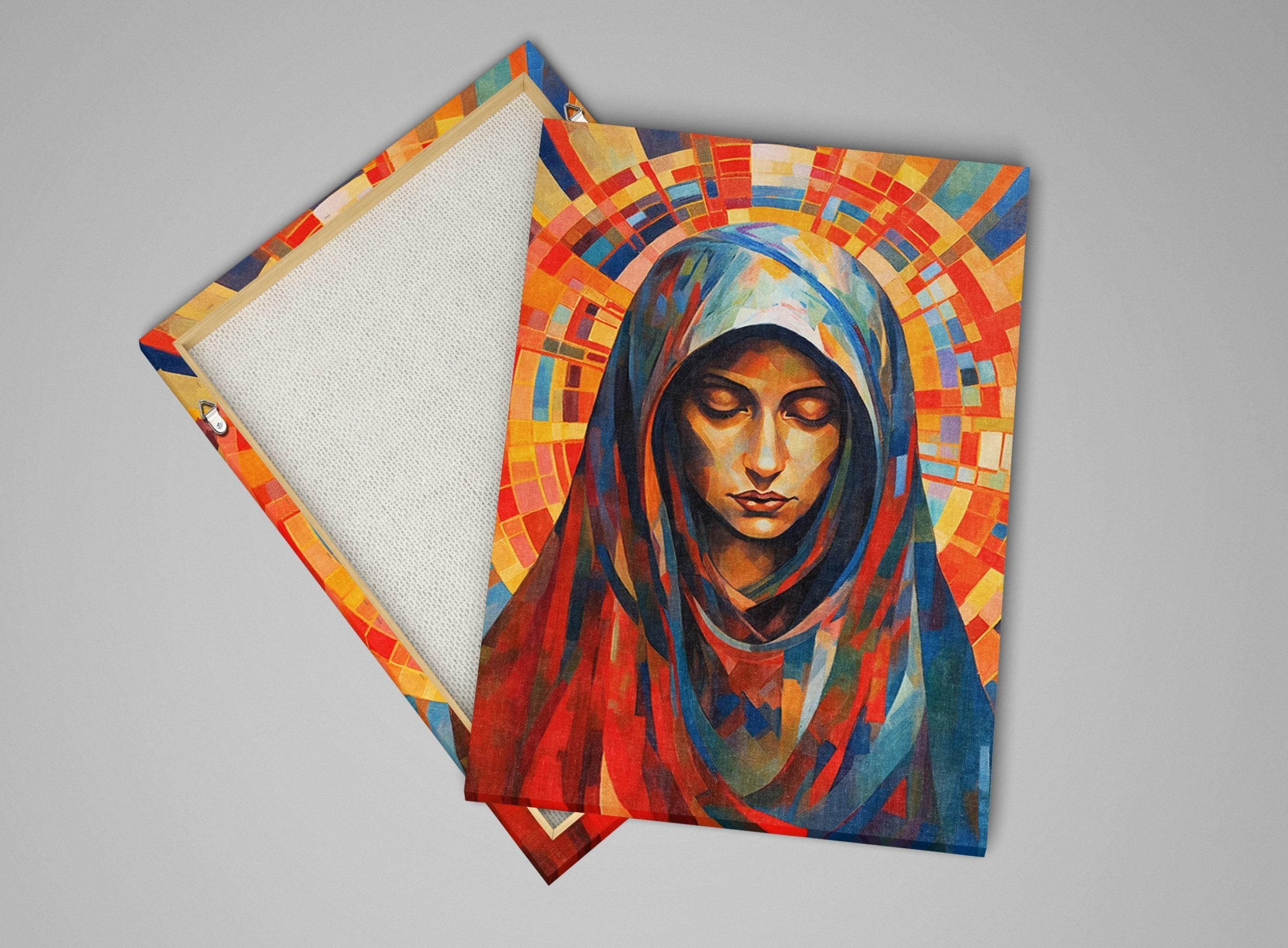 Virgin Mary Canvas Print – Large Faith Artwork | Blessed Mother Wall Decor