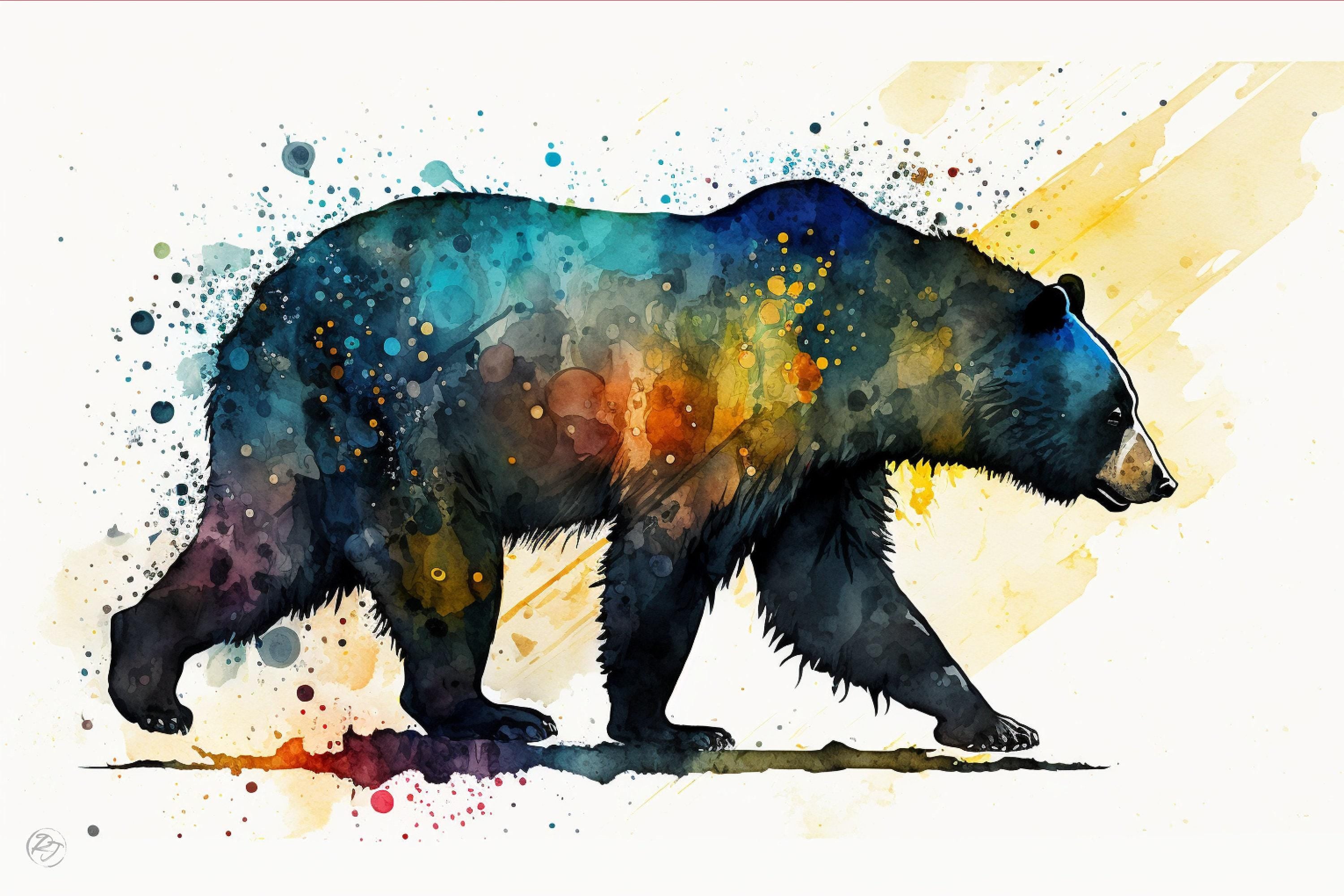 Nature's Beauty: Watercolor Black Bear Canvas Print, Giclee Print on Gallery-wrapped Artist Canvas, Available in Extra Large Sizes