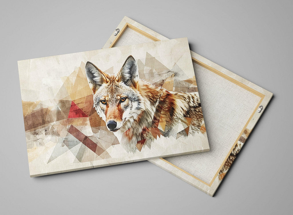 Minimalist Desert Coyote | Large Canvas Art - Modern Chic Gallery Wrapped Print