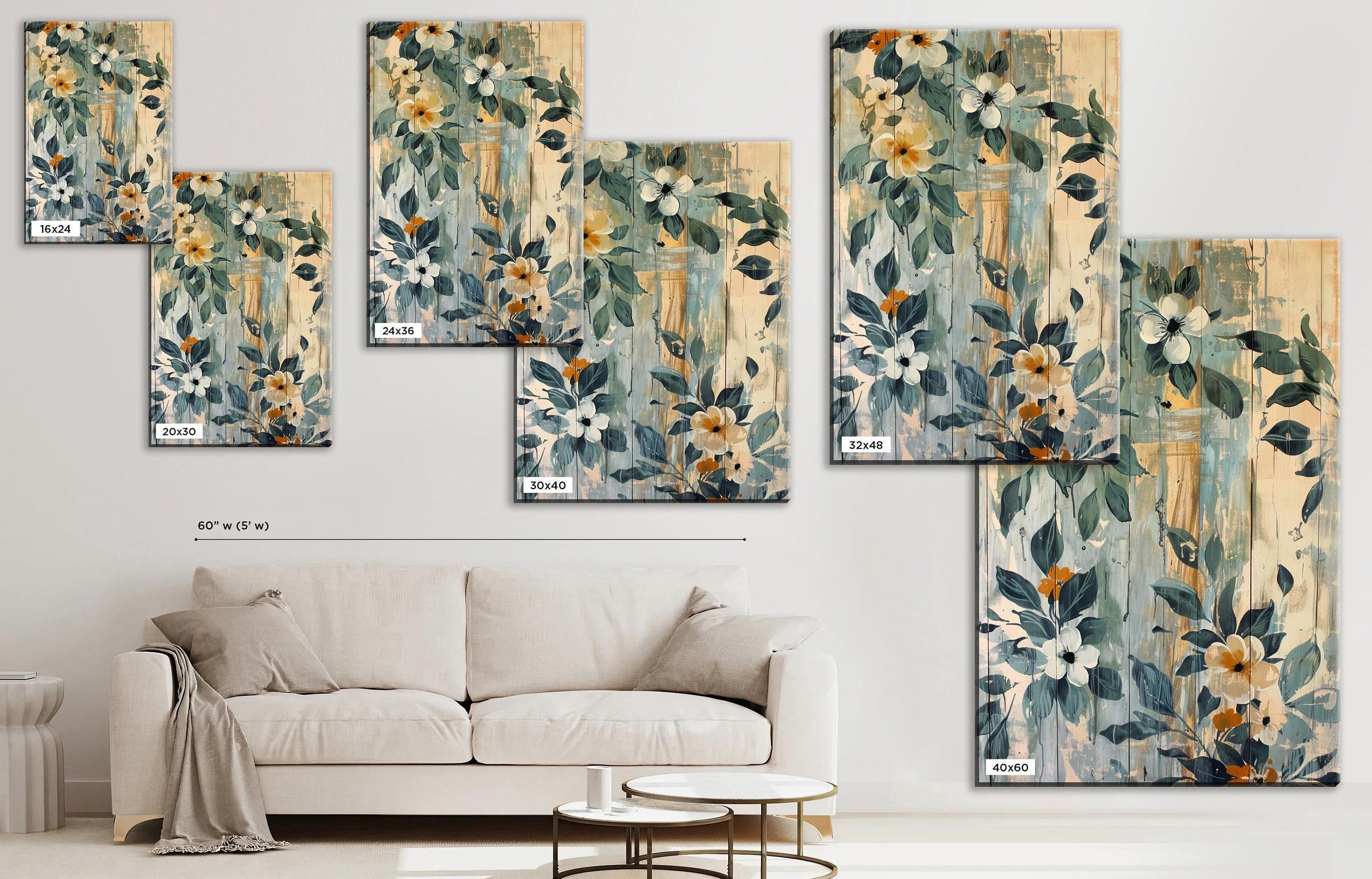 Farmhouse Wall Art - Modern Farmhouse Decor Floral Canvas Print | Extra Large Gallery Wrapped Canvas