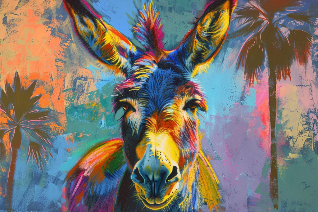 Pop Art Donkey Canvas - Vibrant Large Canvas Art | Gallery Wrapped Print
