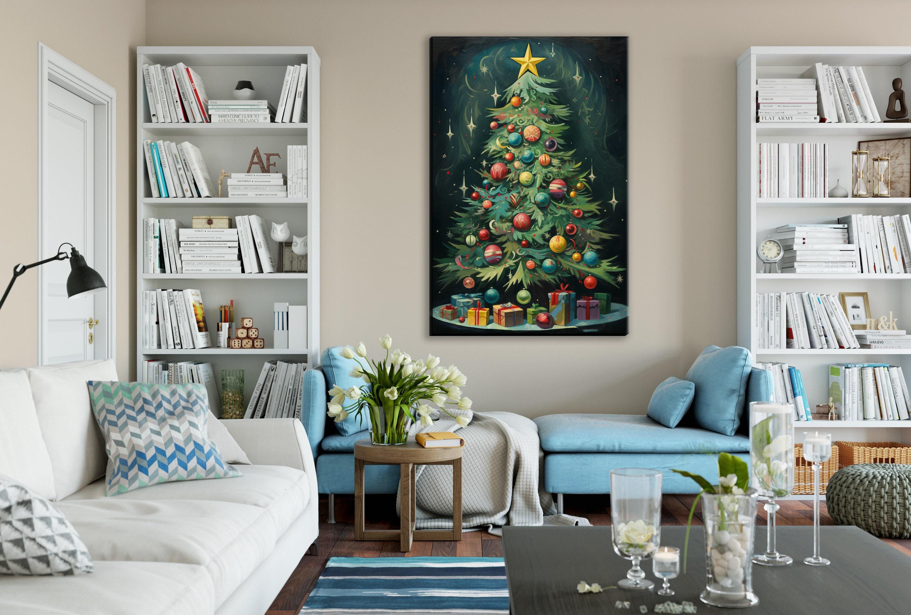 Art Deco Christmas Tree - Extra Large Gallery Wrapped Canvas Print | Chic Holiday Wall Decor