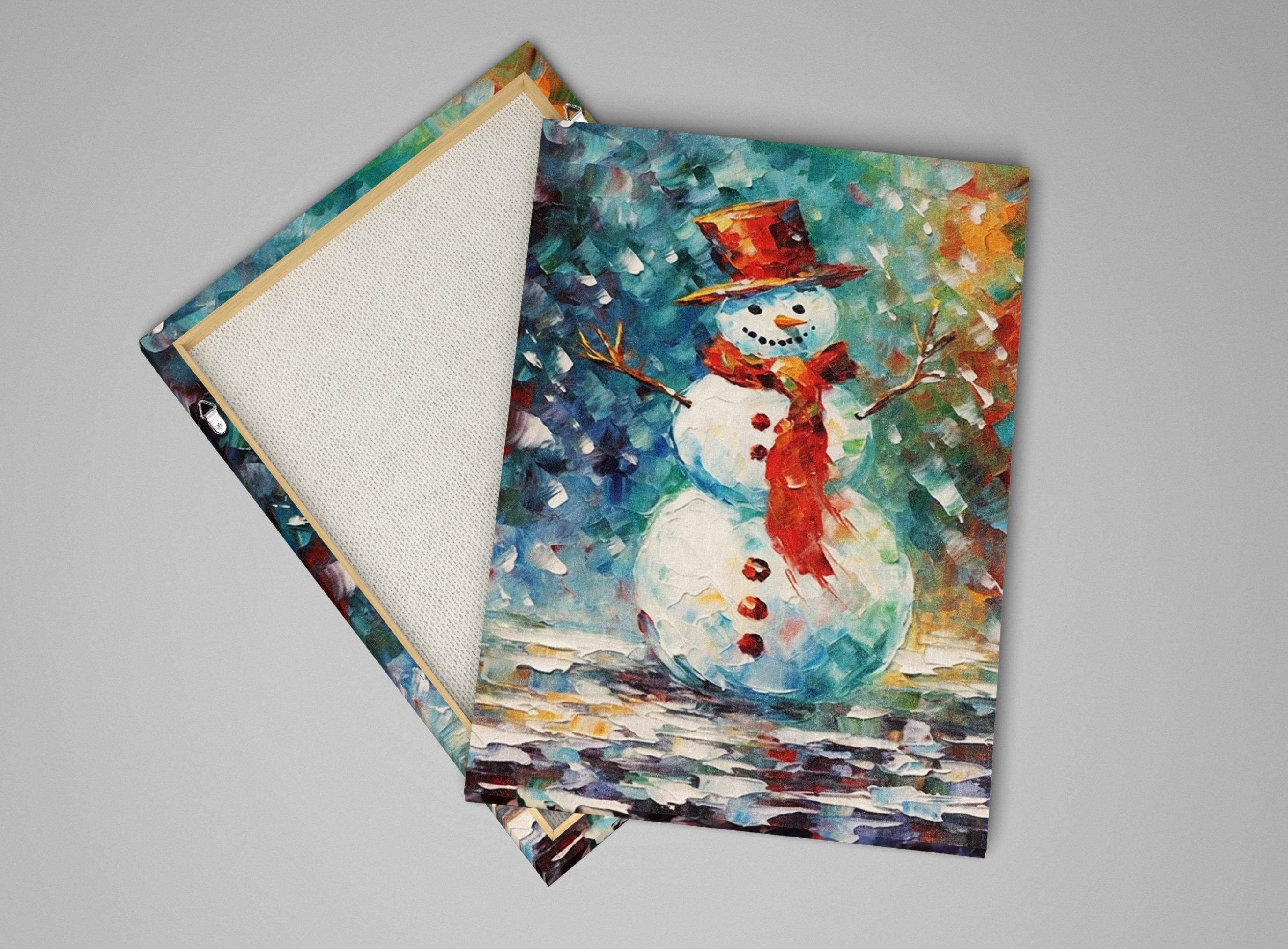 Frosty Snowman Wall Art - Xmas Canvas Print | Festive Winter Artwork on Gallery Wrapped Canvas