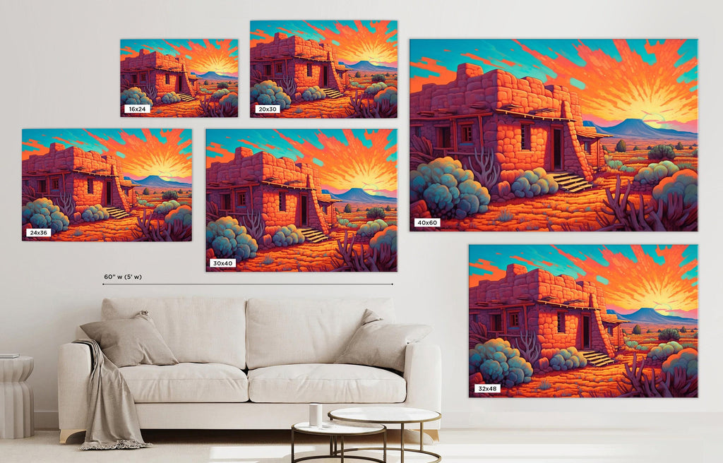 Spanish Adobe Canvas - Gallery Wrapped Large Southwest Landscape Wall Art, Ready to Hang