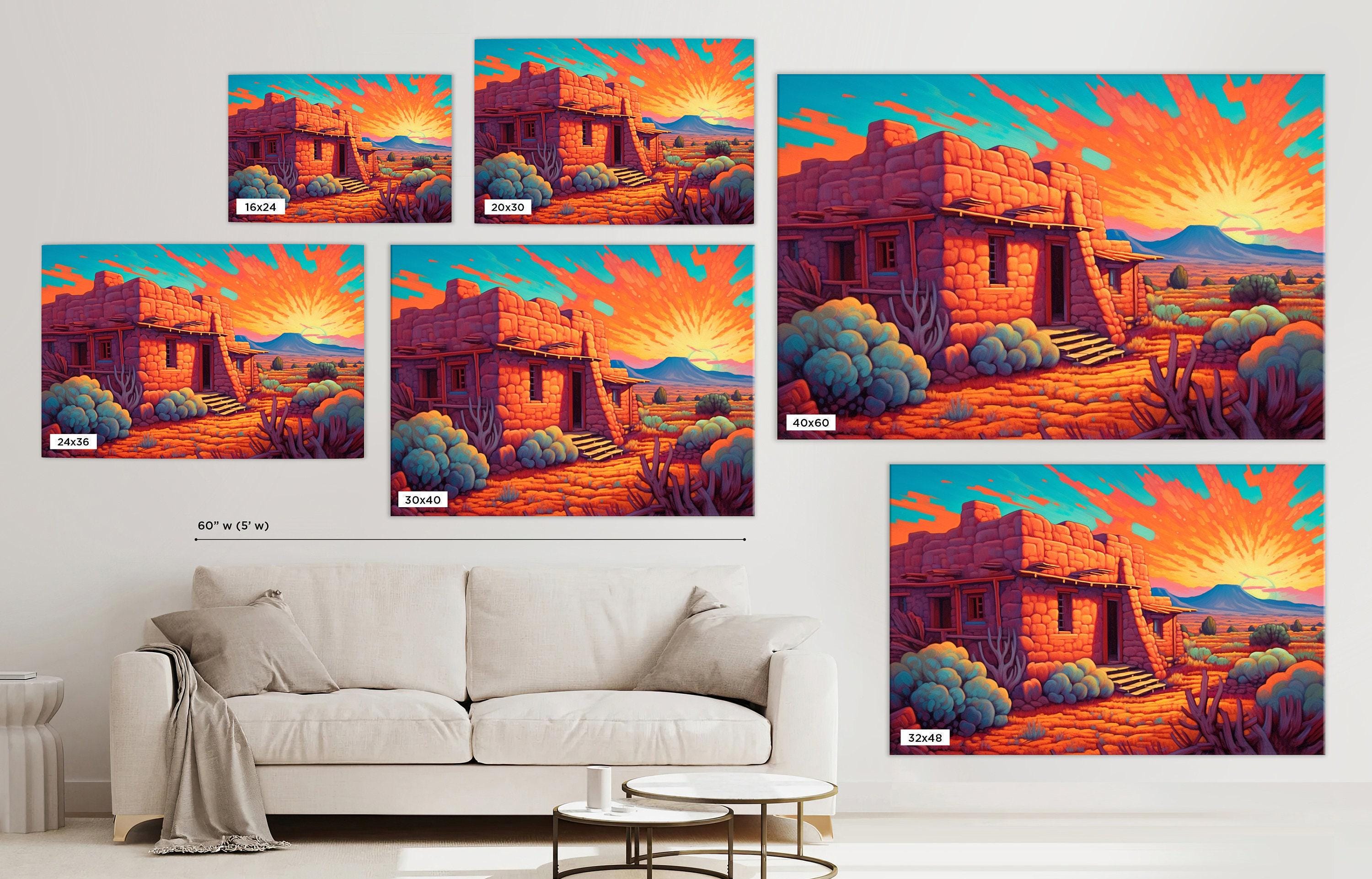 Spanish Adobe Canvas - Gallery Wrapped Large Southwest Landscape Wall Art, Ready to Hang