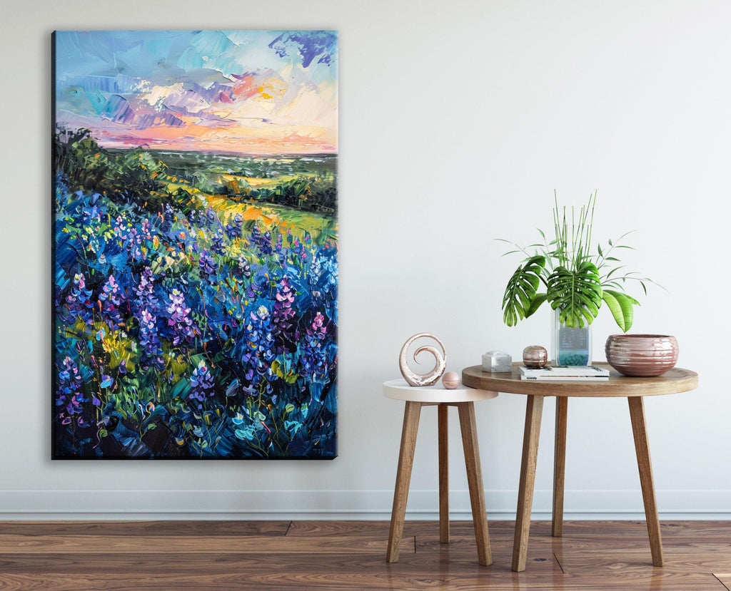 Bluebonnet Meadow Painting – Texas Canvas Art | Gallery Wrapped Canvas Print