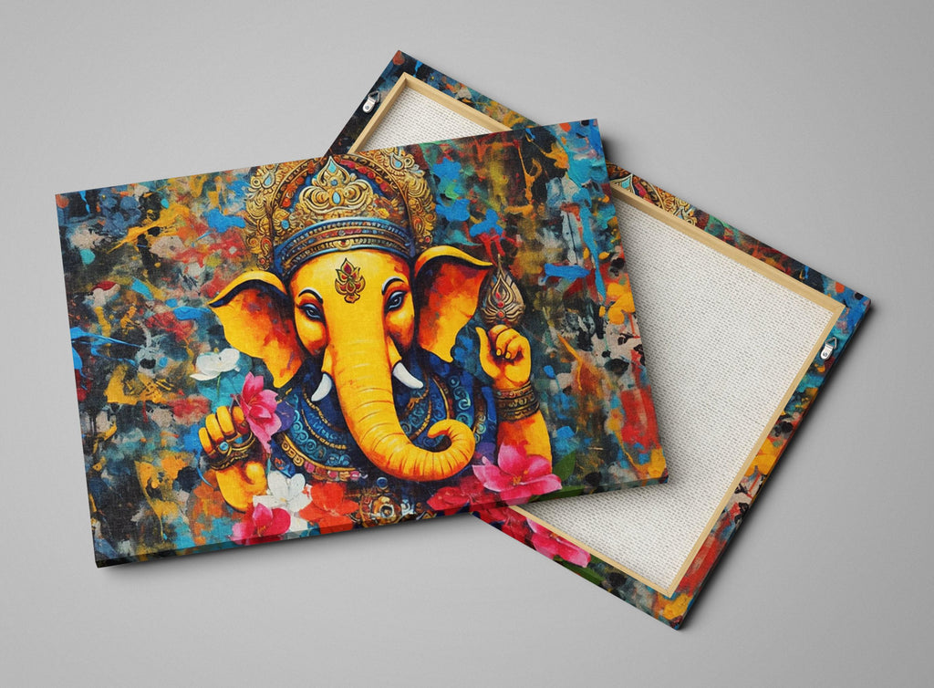 Ganesha Canvas Print - Hindu God Wall Art | Large Canvas Art, Spiritual Painting