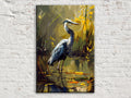 Rustic Blue Heron Art – Large Canvas Print | Gallery Wrapped Coastal Wall Art