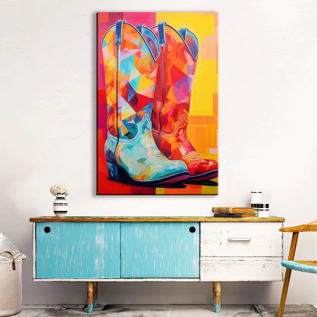 Cowboy Boots Canvas - Large Western Wall Art | Texas Style Rustic Decor