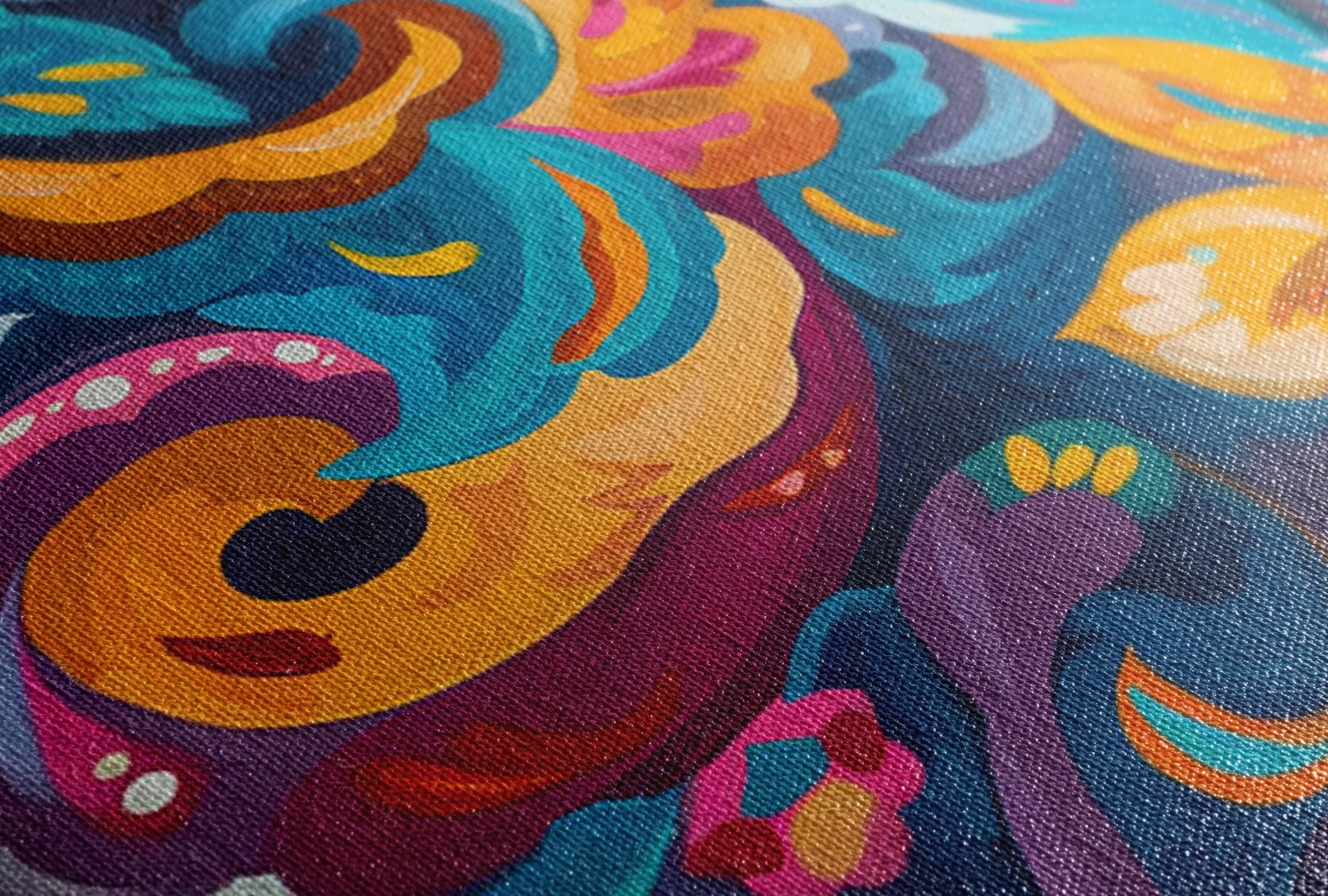 Boho Flower Painting - Colorful Wall Art on Extra Large Gallery Wrapped Canvas
