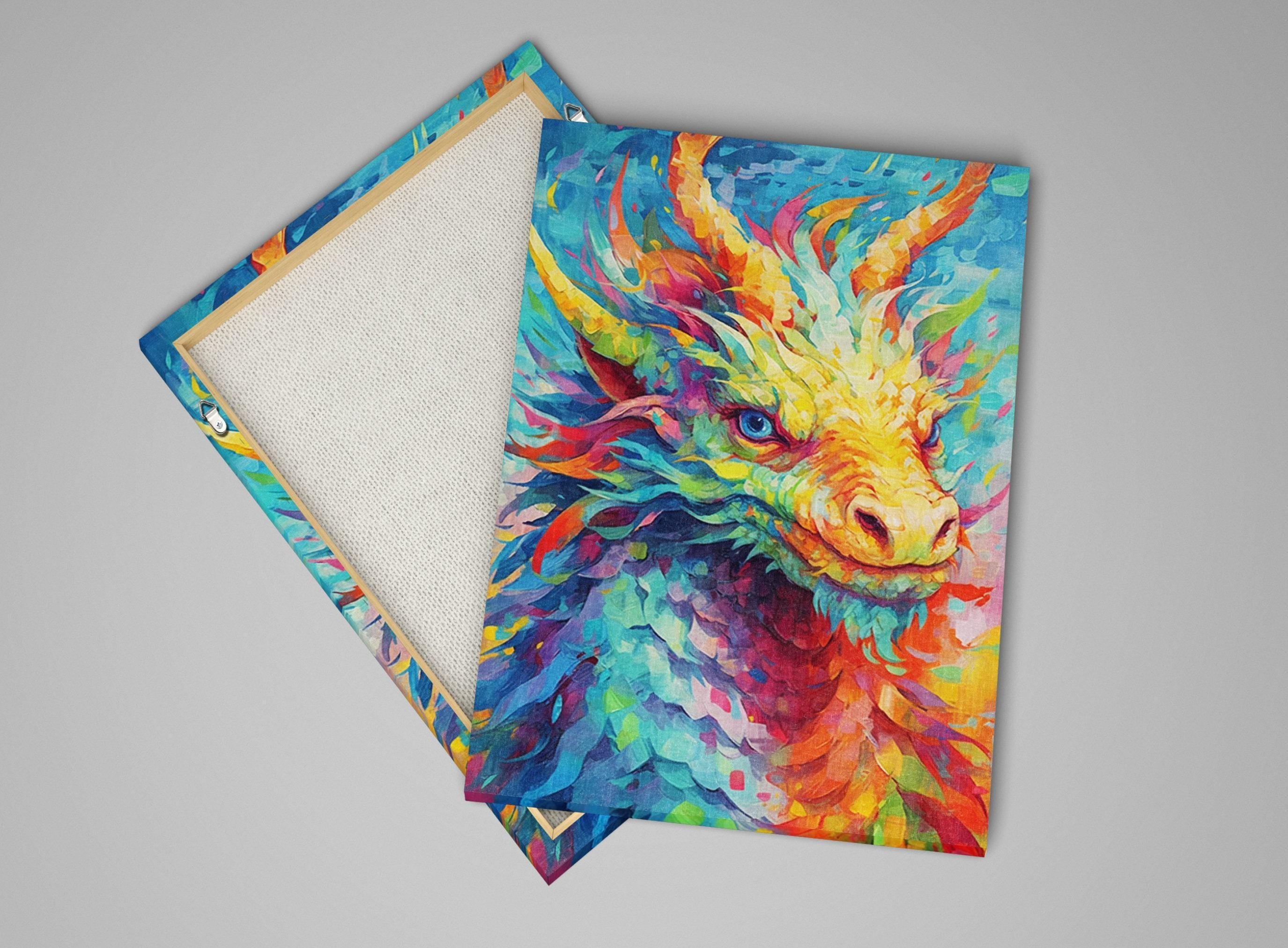 a vibrant, colorful painting of a dragon with intricate details and a lively, dynamic appearance.