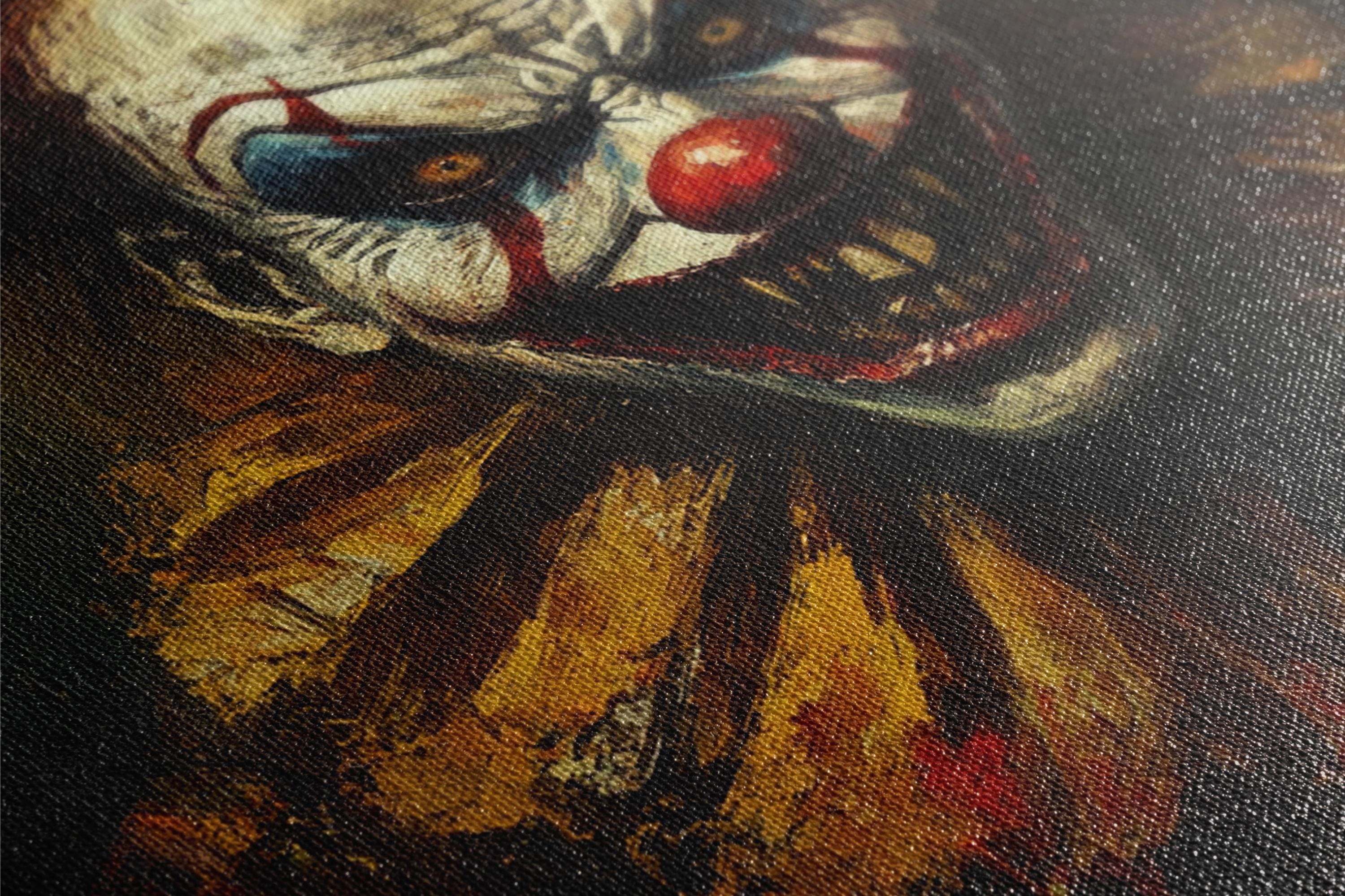 Gothic Clown Wall Art – Extra Large Sinister Clown Canvas | Framed or Gallery Wrapped