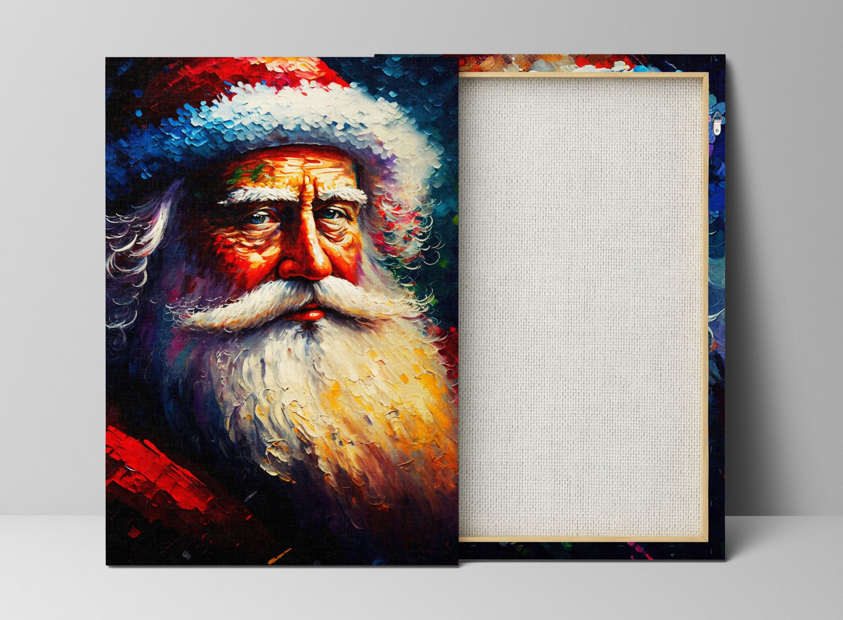 Christmas Canvas Print - Santa Claus Painting With Wooden Frame & Scratch Resistant Coating