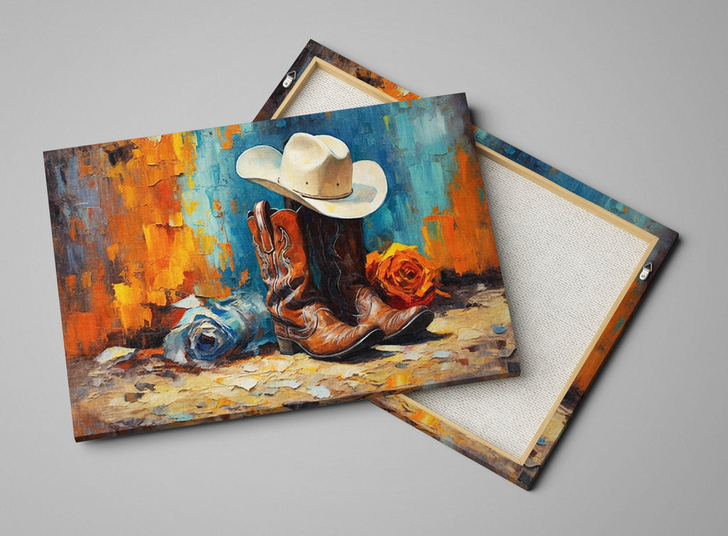 Texas Cowboy Wall Art – Cowboy Boots Canvas | Large Gallery Wrapped Print