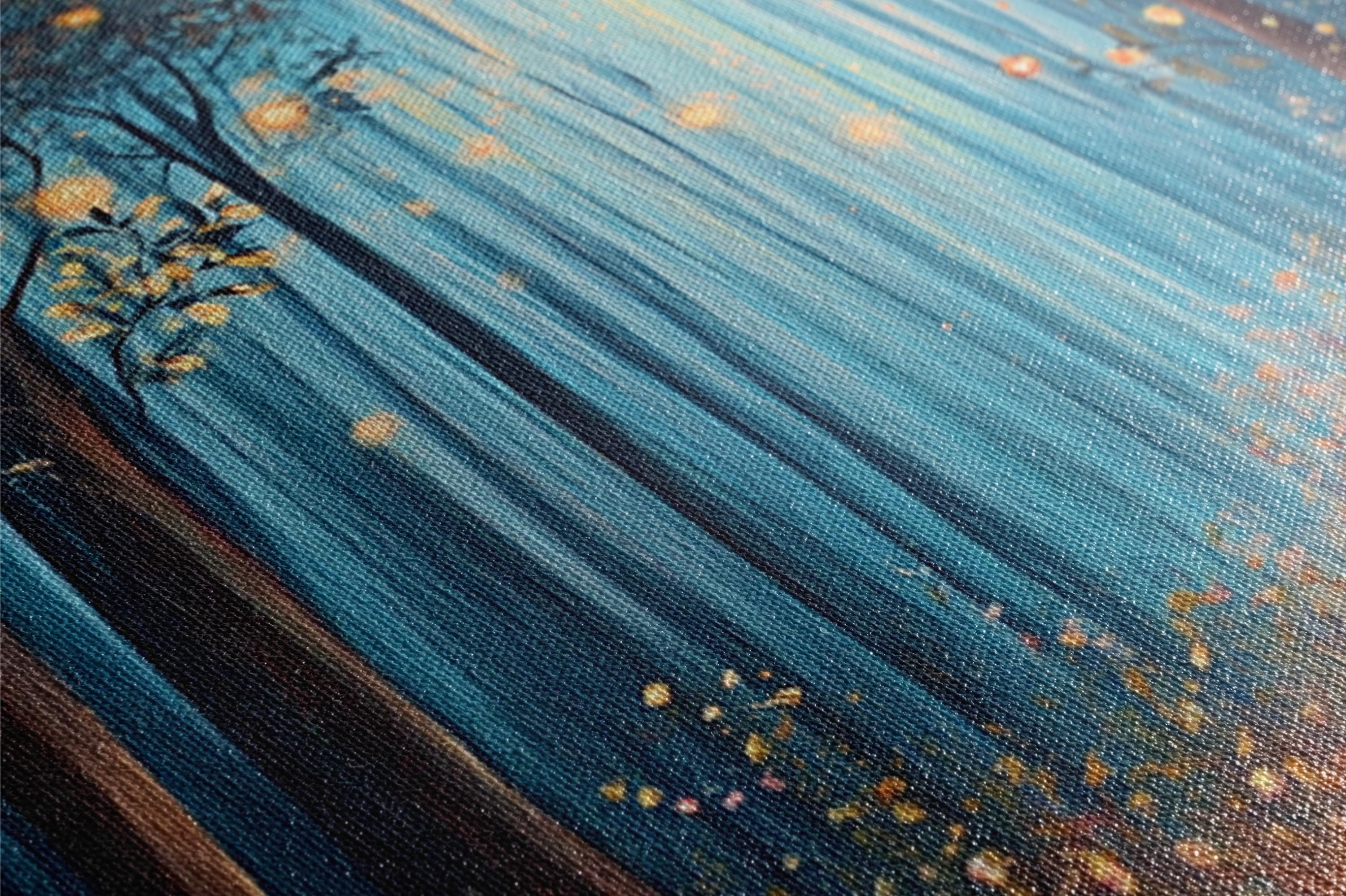 a painting of a tree on a blue background