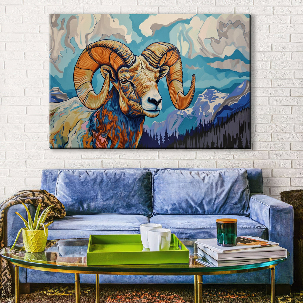 Bighorn Ram Canvas | Wildlife Wall Art - Gallery Wrapped Large Canvas Print