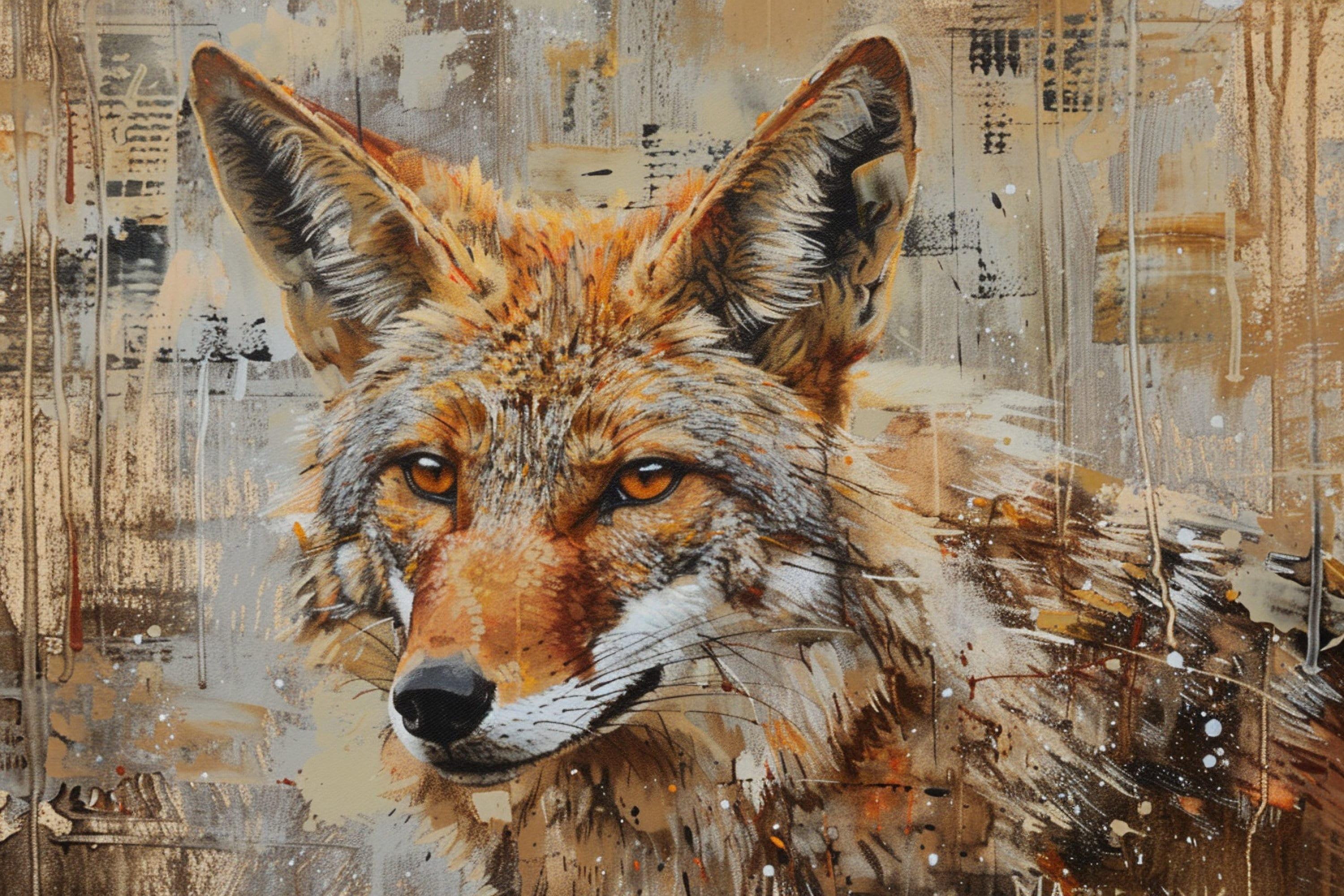 Rustic Texas Wall Art – Large Canvas Art | Southwest Coyote Decor, Ready to Hang