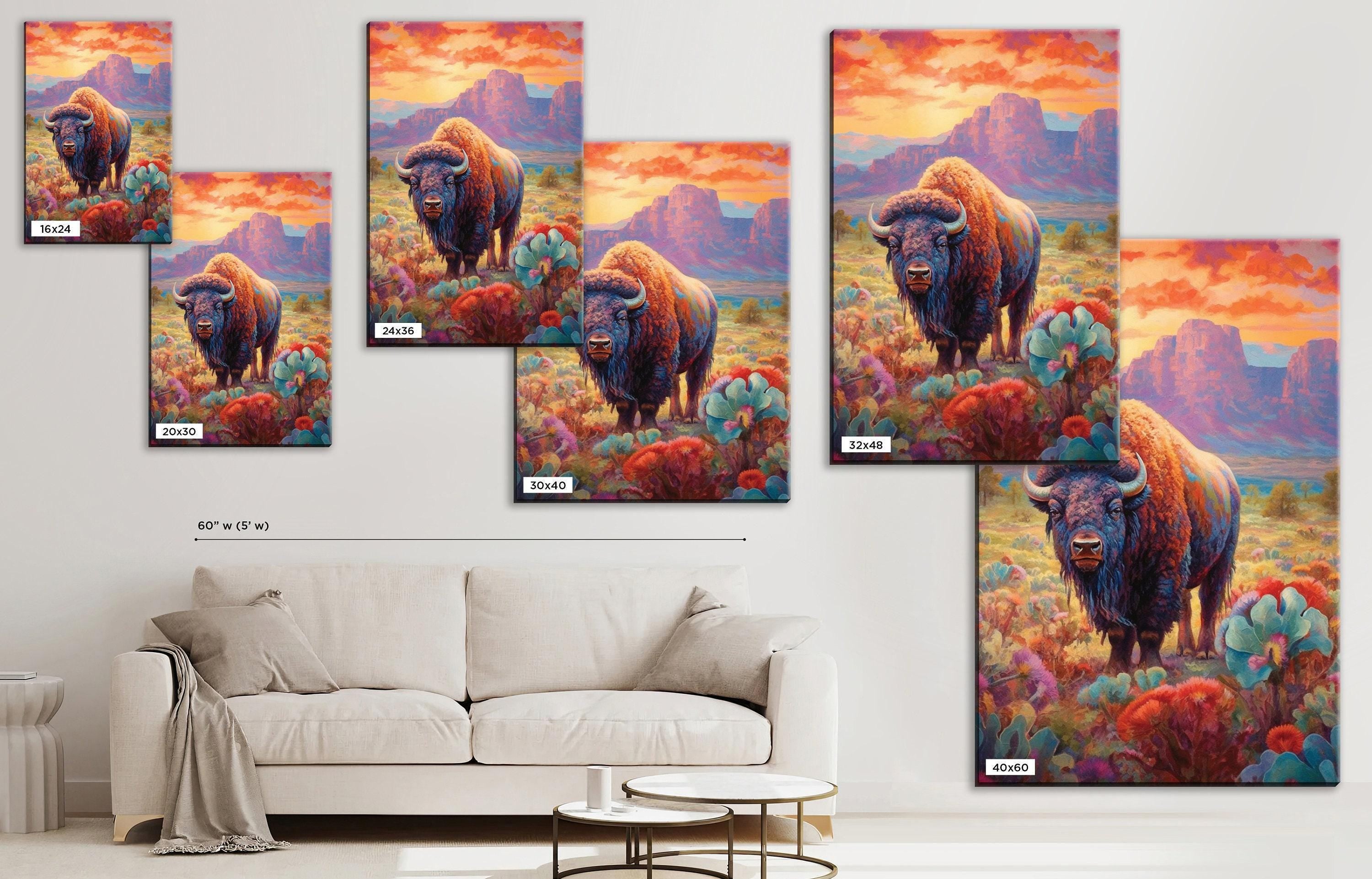 American Bison Wall Art - Large Canvas Print | Texas Wildlife Decor, Rustic Farmhouse