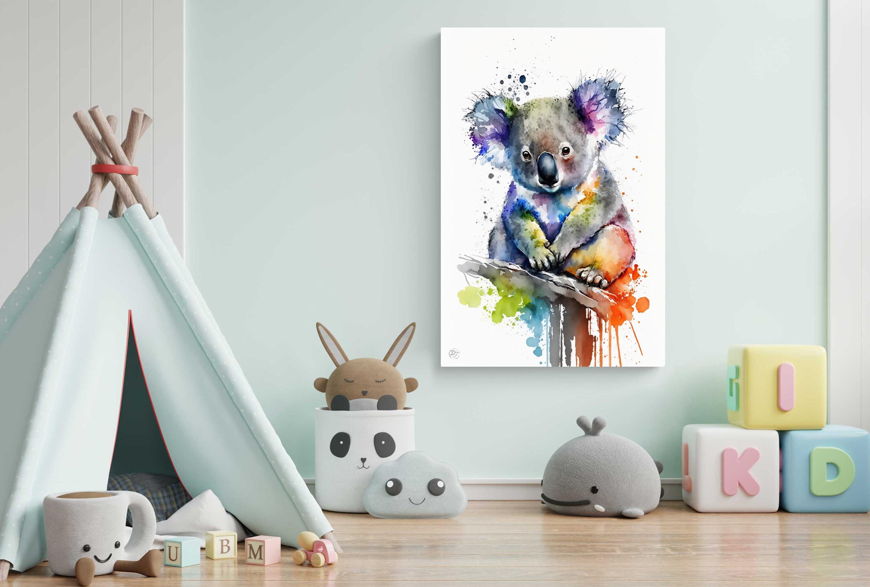 Koala Serenity: Watercolor Canvas Wall Art Print, Giclee Print on Canvas, Artist Paper, Watercolor Paper, Available in Extra Large Sizes