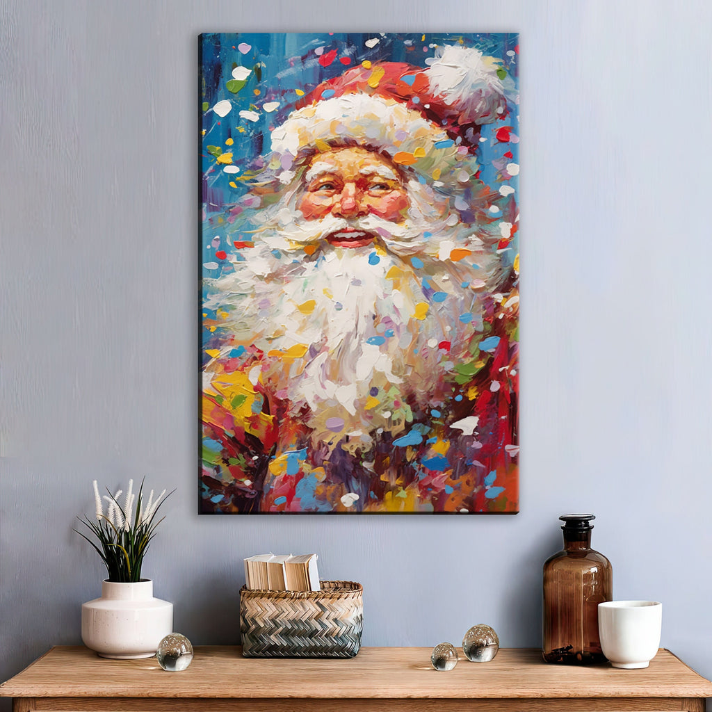Santa Claus Canvas Art - Festive Pop Art Christmas Wall Decor | Gallery Wrapped, Ready to Hang