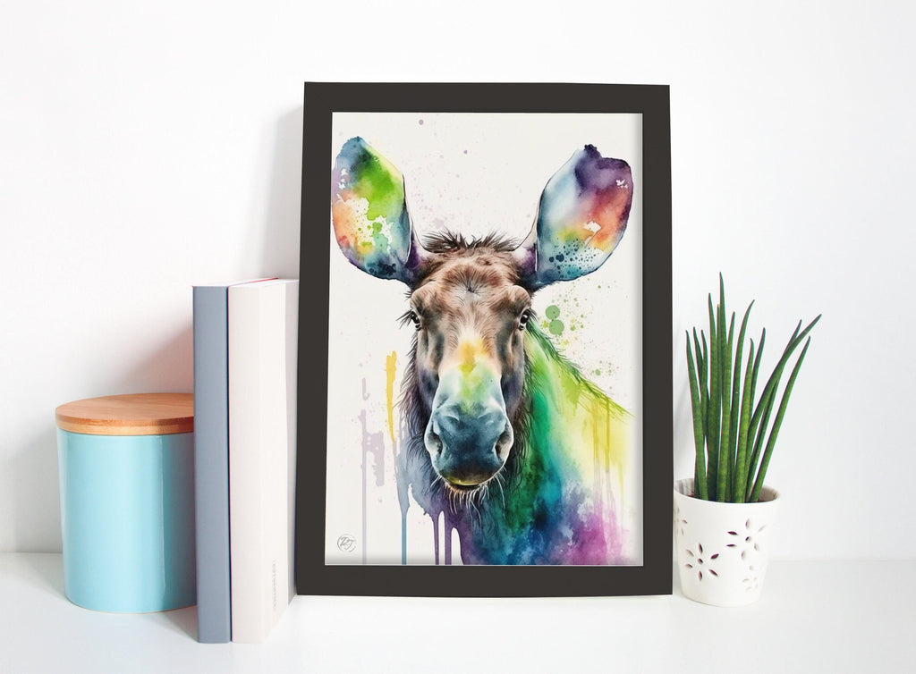 Majestic Moose: Watercolor Moose Wall Art Print, Giclee Print on Canvas, Artist Paper, Watercolor Paper, Available in Extra Large Sizes