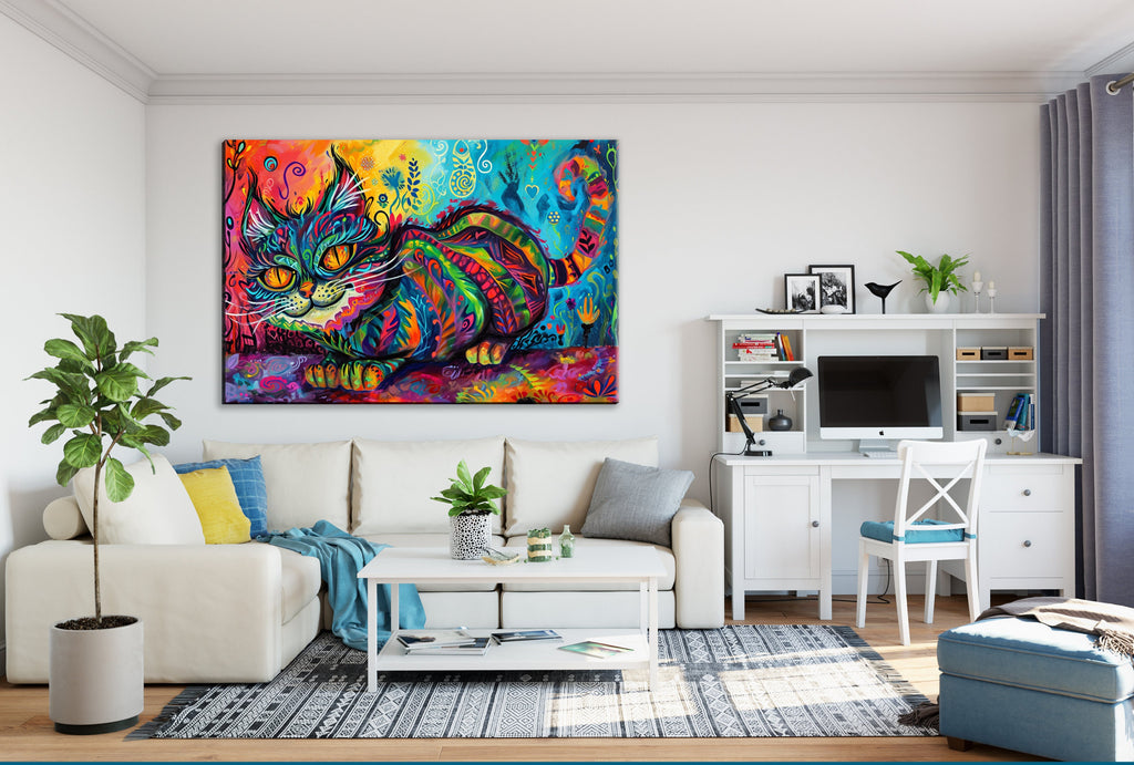 Cheshire Cat Canvas - Whimsical Wall Art | Fantasy Wall Decor With Mischievous Grin