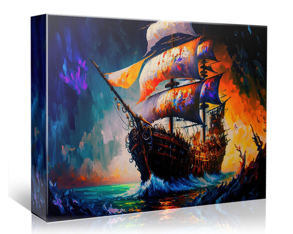 Pirate Ship Canvas – Colorful Kids Room Wall Art With Vibrant Pirate Painting