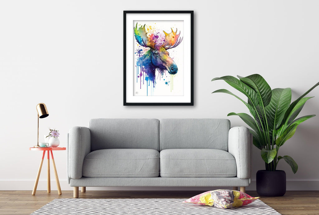 Wildlife Majesty: Moose Watercolor Painting, Giclee Print on Canvas, Artist Paper, Watercolor Paper, Available in Extra Large Sizes