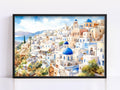 Mediterranean Dream: Santorini Greece Seascape Print, Giclee Print on Canvas, Artist Paper, Watercolor Paper, Available in Extra Large Sizes