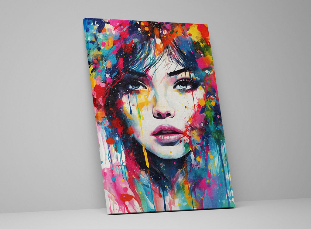 Woman Face Painted Art | Contemporary Pop Art Canvas - Feminine Beauty, Scratch Resistant Print