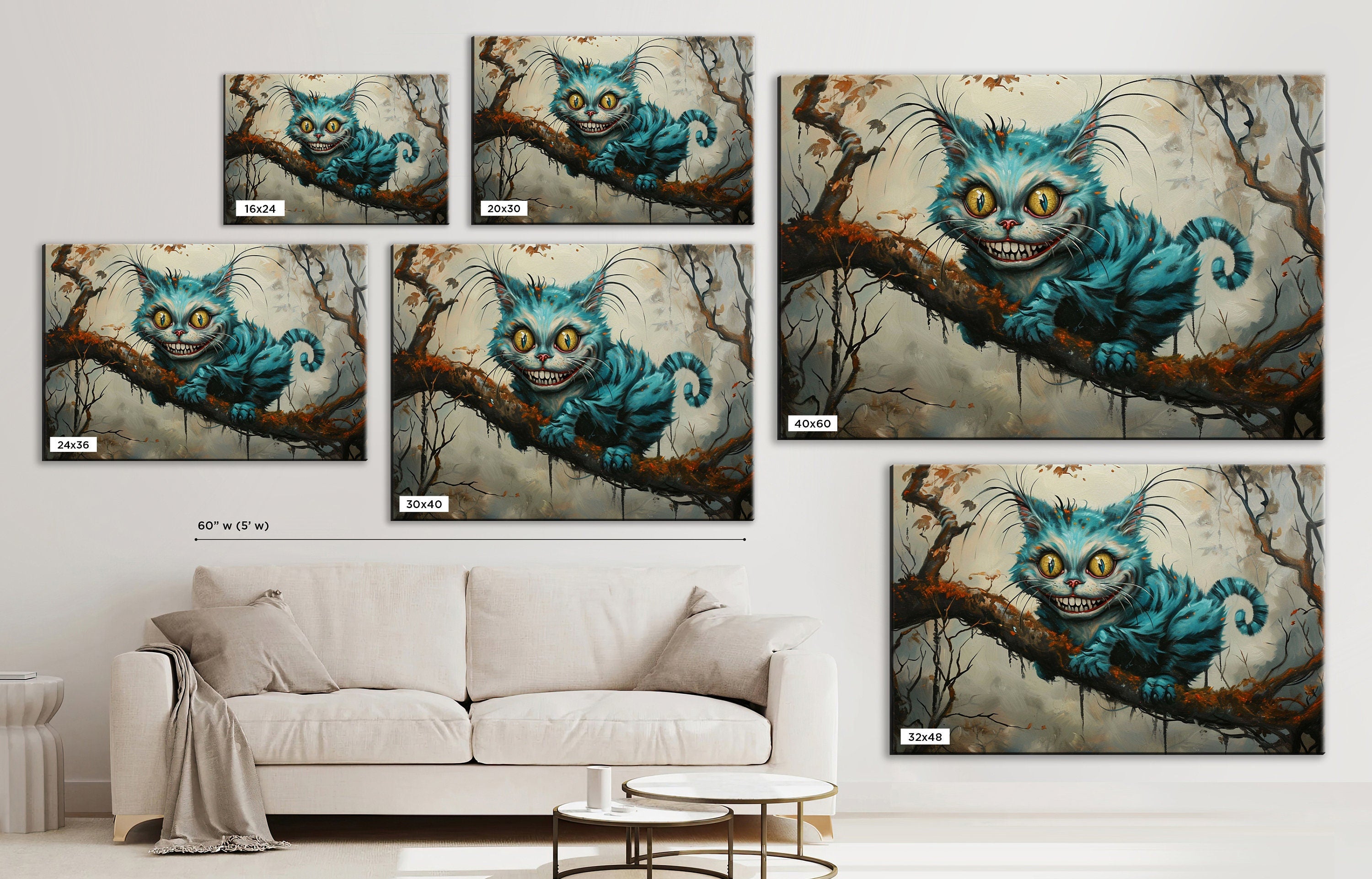 Cheshire Cat Wall Art - Gallery Wrapped Canvas Print with Scratch Resistant Coating