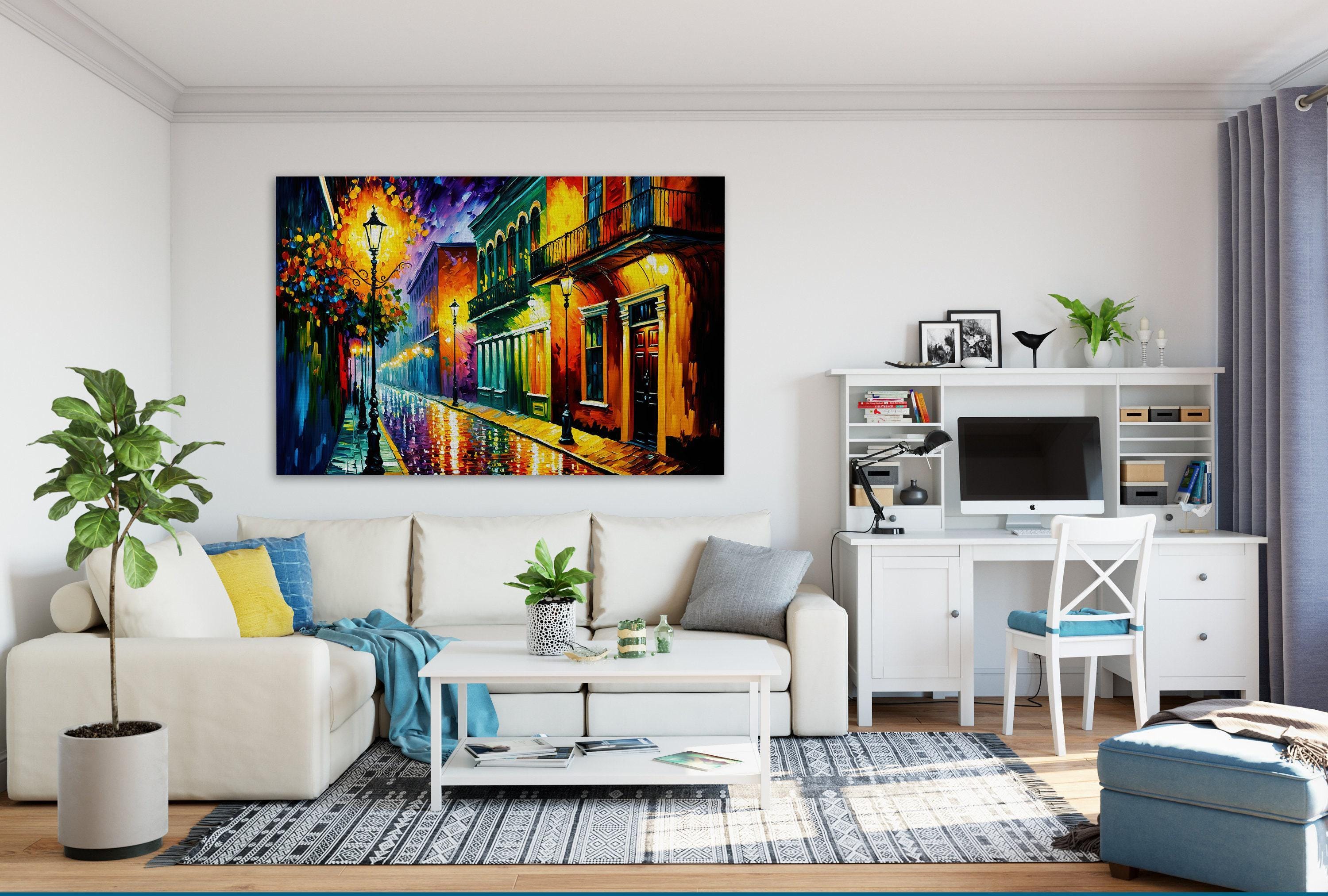 New Orleans French Quarter Art – Bourbon Street Painting on Vibrant NOLA Street Scene Canvas