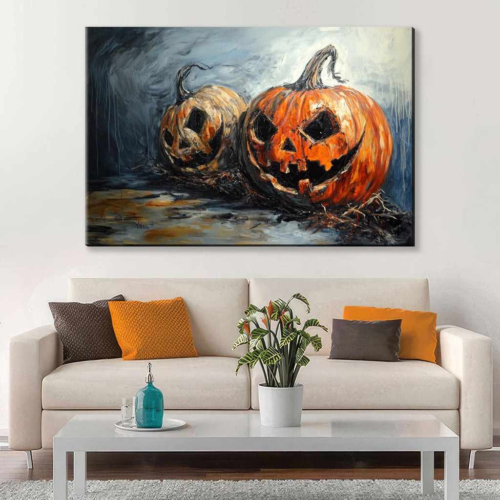 Jack O Lantern Pumpkins - Extra Large Halloween Wall Art | Gallery Wrapped Canvas