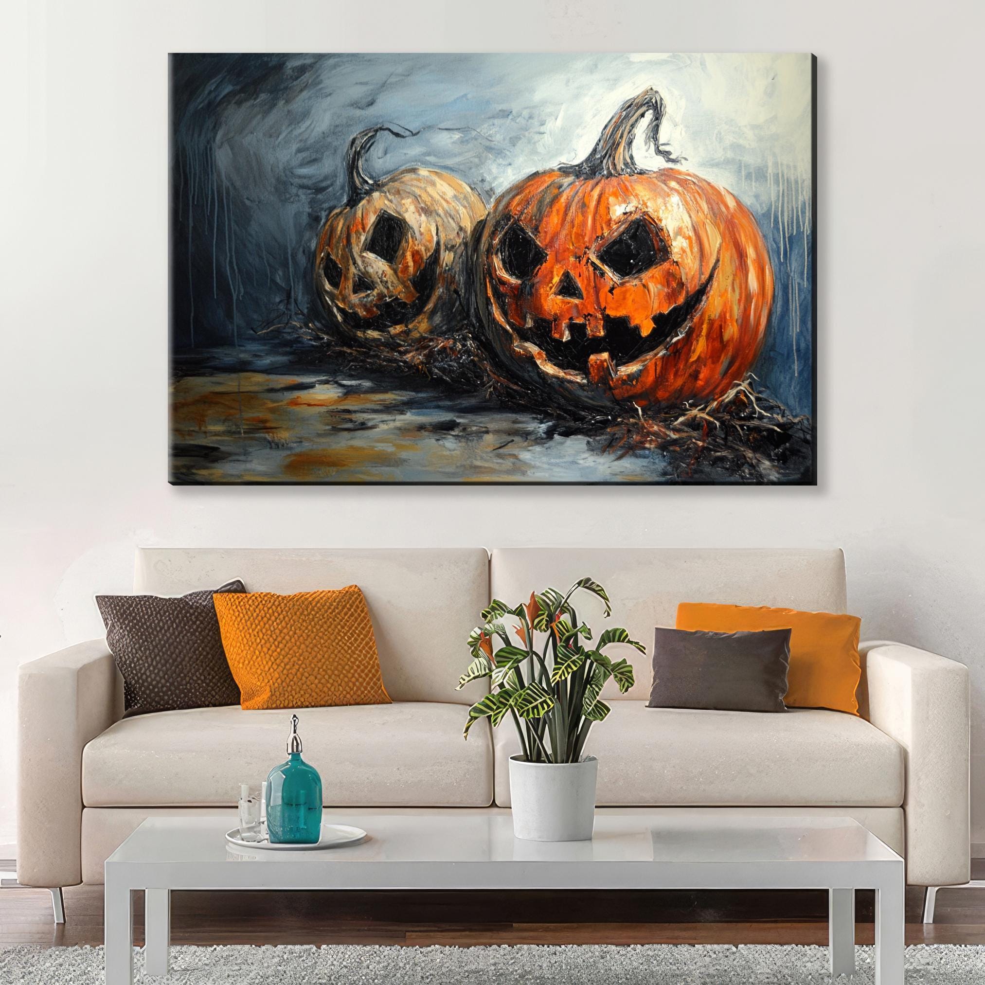 Jack O Lantern Pumpkins - Extra Large Halloween Wall Art | Gallery Wrapped Canvas