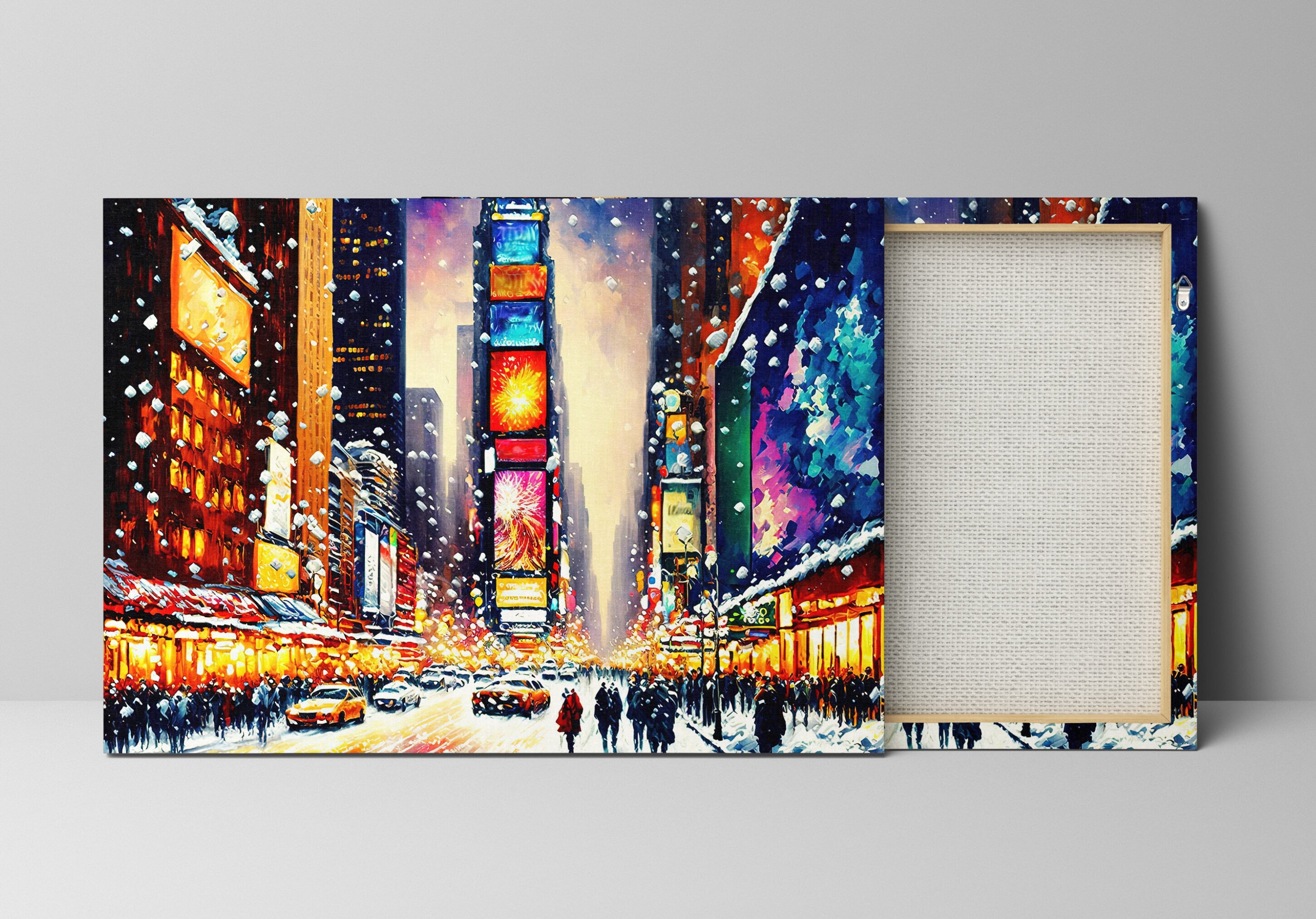 Times Square Canvas Print – Vibrant NYC Winter Scene on Gallery Ready Canvas