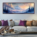 a living room with a couch and a painting on the wall